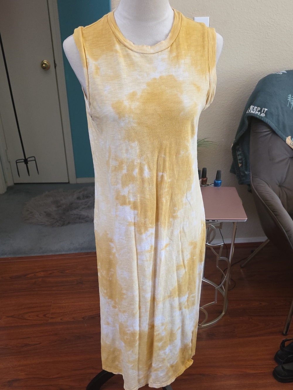 (Bundle) Universal Thread Yellow & White Tie-Dye Sleeveless Maxi Dress